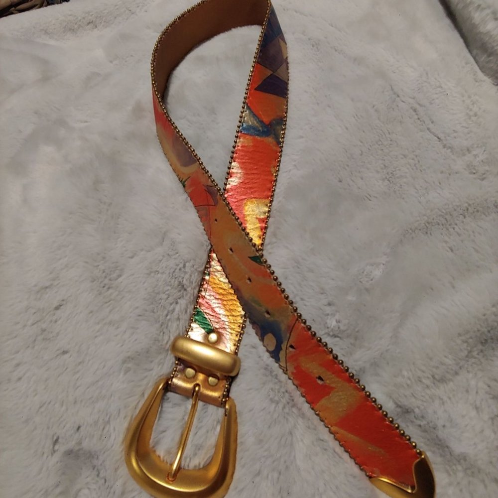 Belts by Simon metallic multi colored leather belt large - Picture 2 of 16